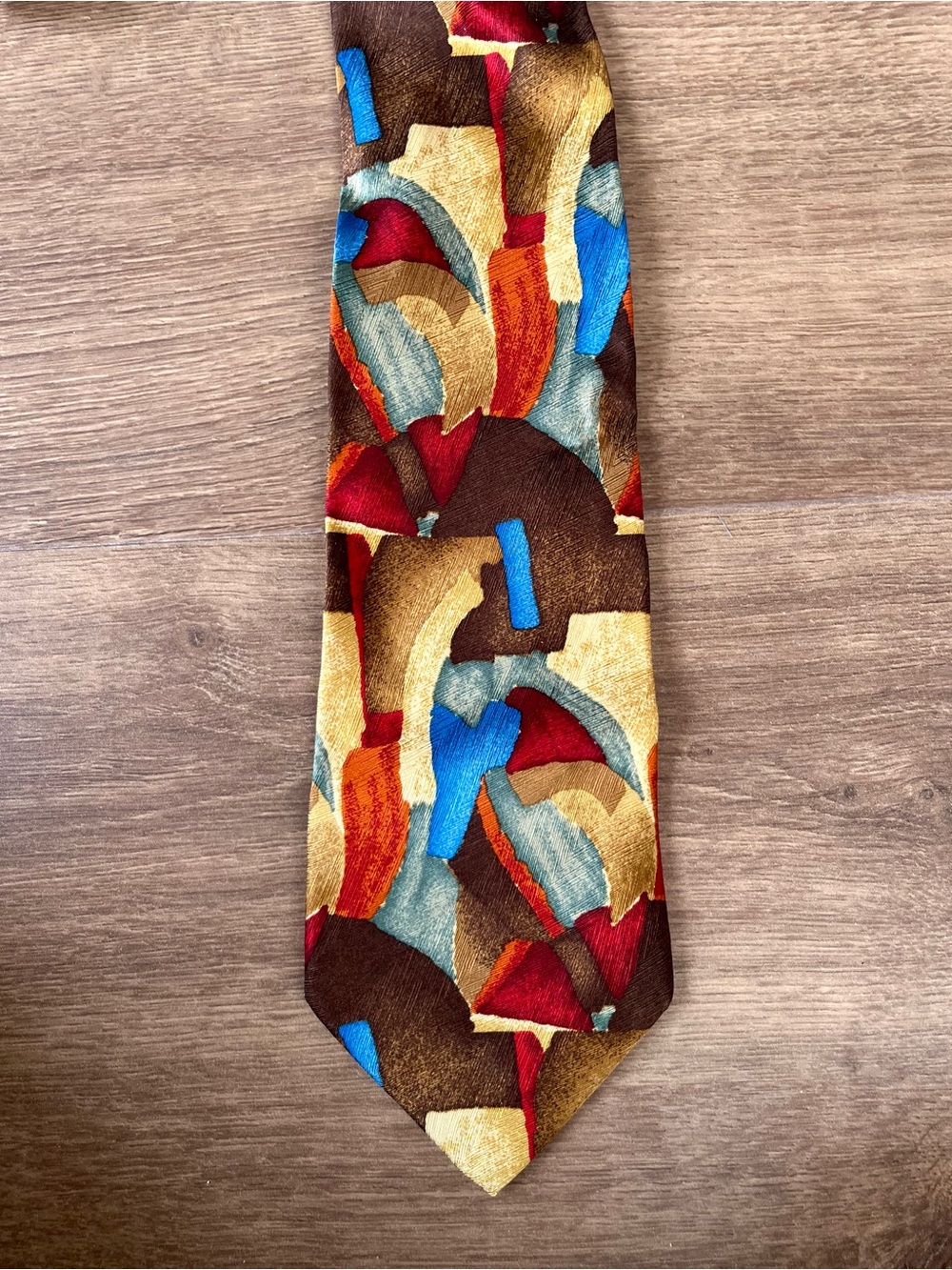 Stefano Milano 100% Silk Tie Abstract Multicolor Handmade in Italy Vintage 57”